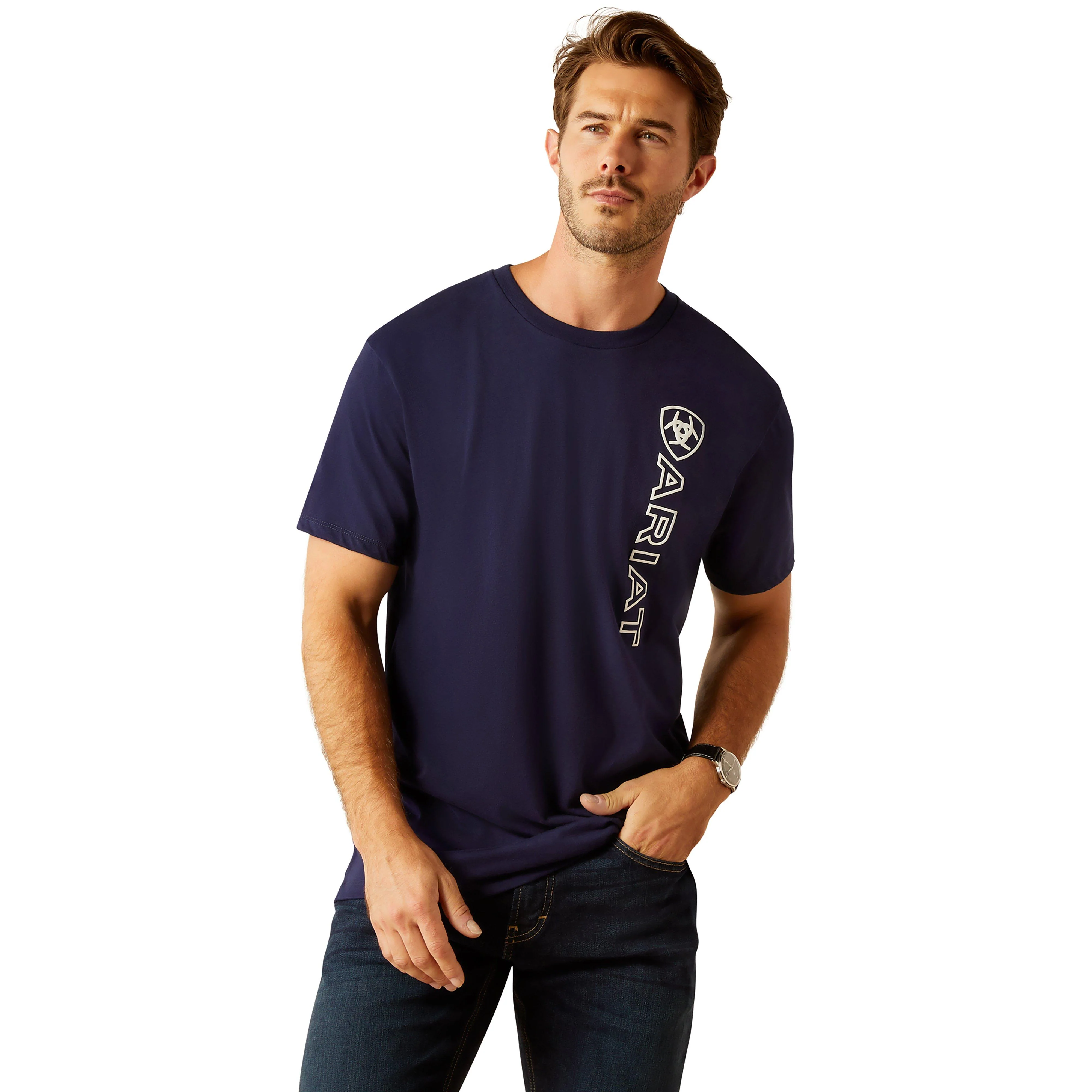Men's Vertical Logo Short Sleeved Top - Image 5