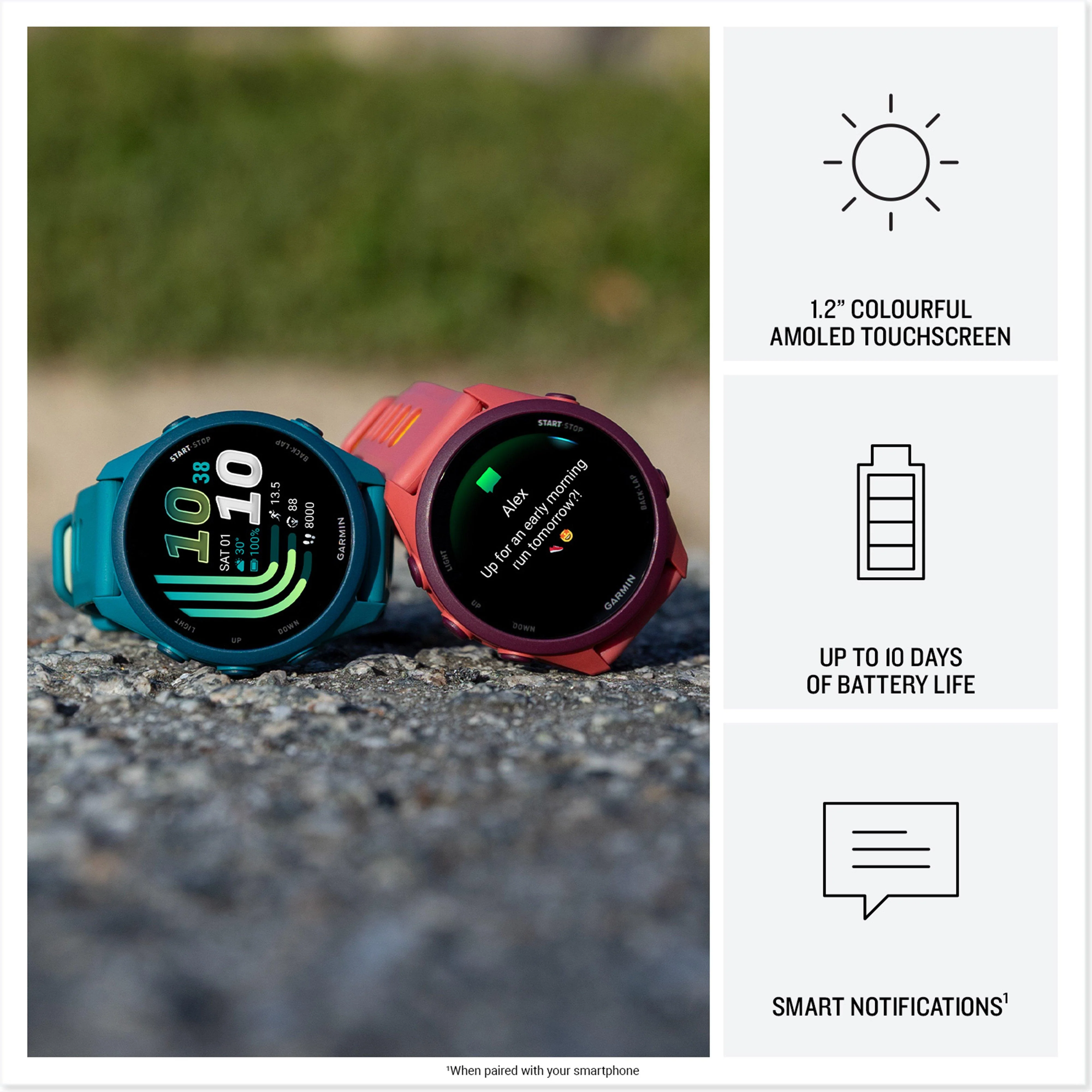 Forerunner® 170 Music GPS Running Smartwatch - Image 3