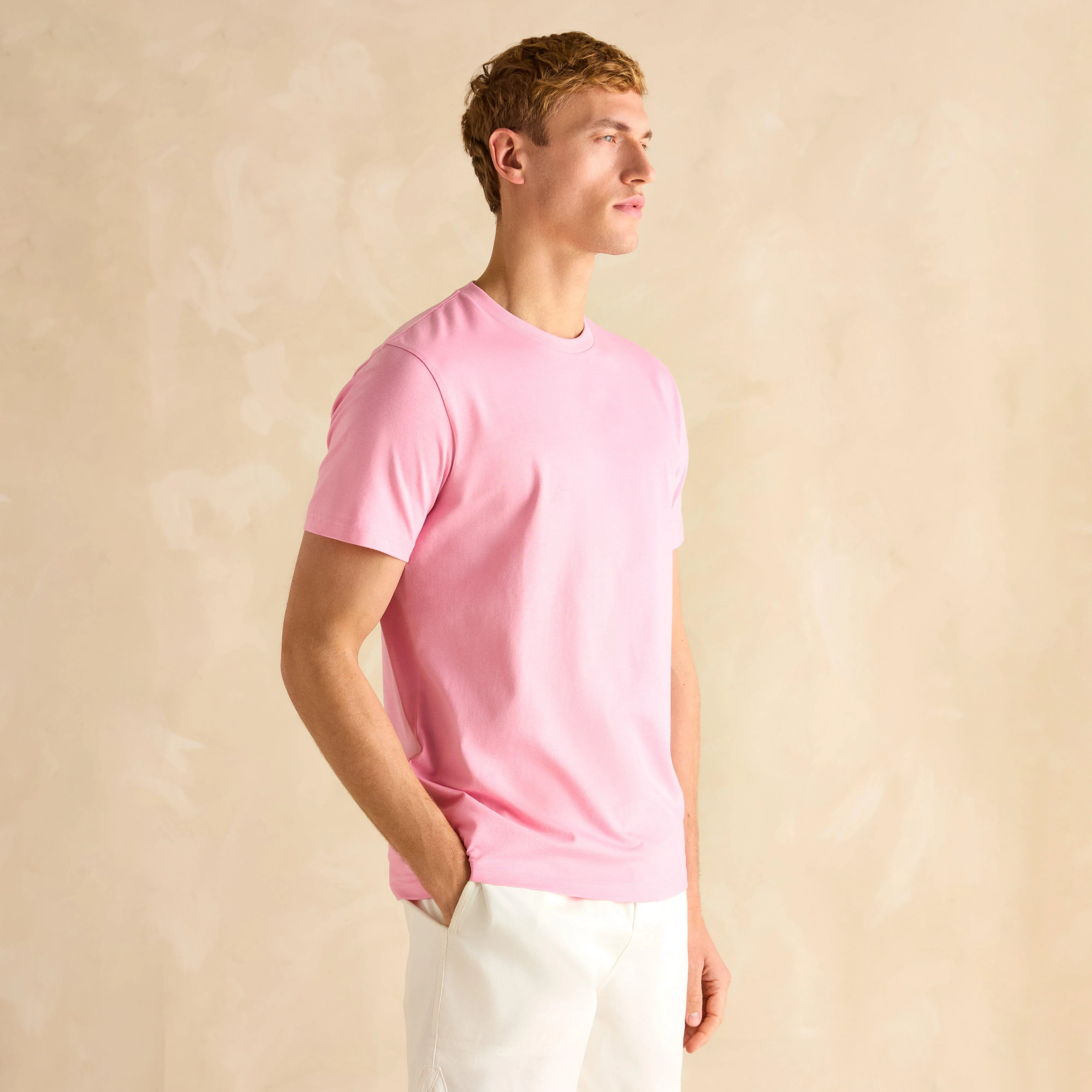 Men's Denton Grey Plain Jersey Crew Neck T-Shirt - Image 4