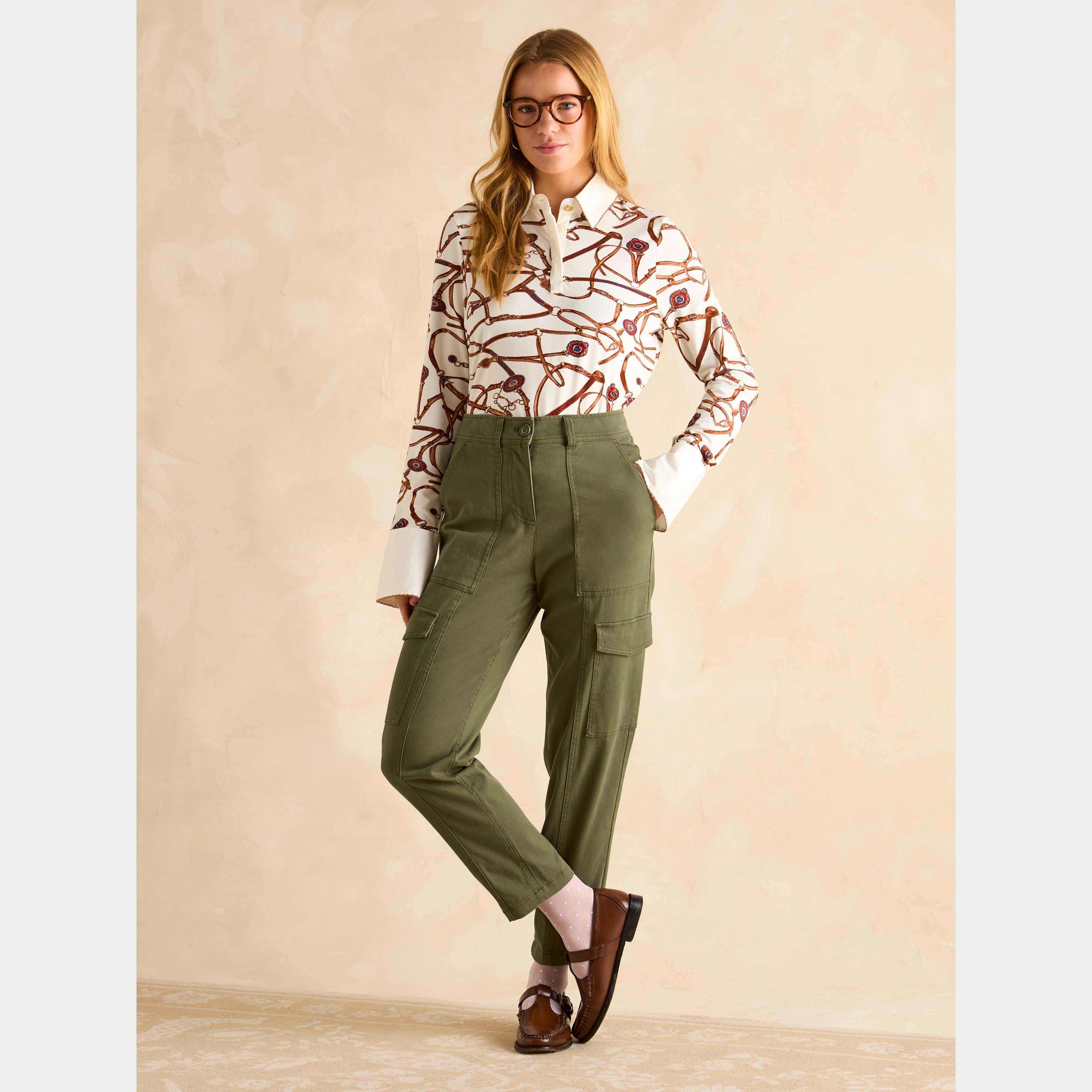 Women's Cargo Trousers Khaki - Image 6