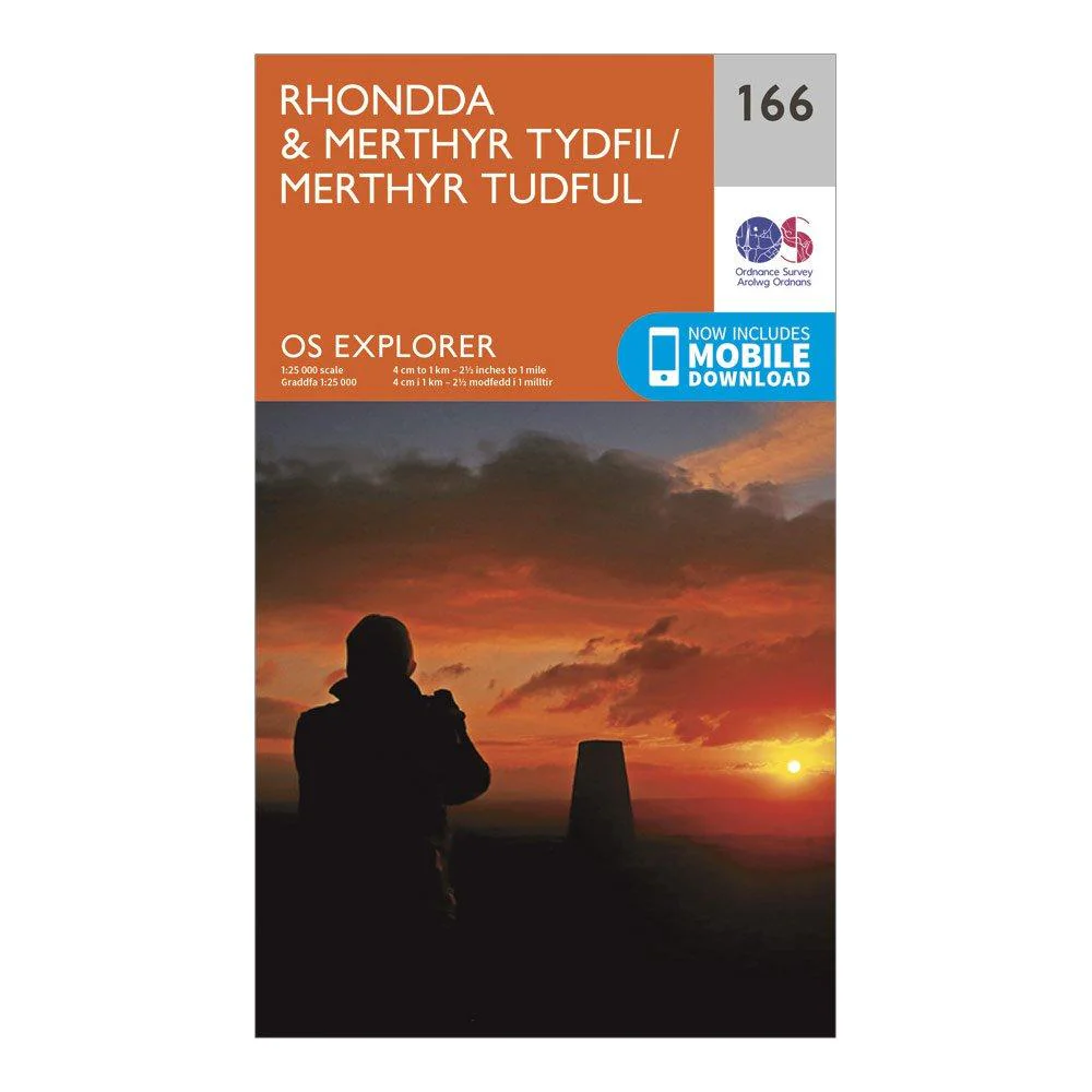 Explorer 166 Rhondda & Merthyr Tydfil Map With Digital Version