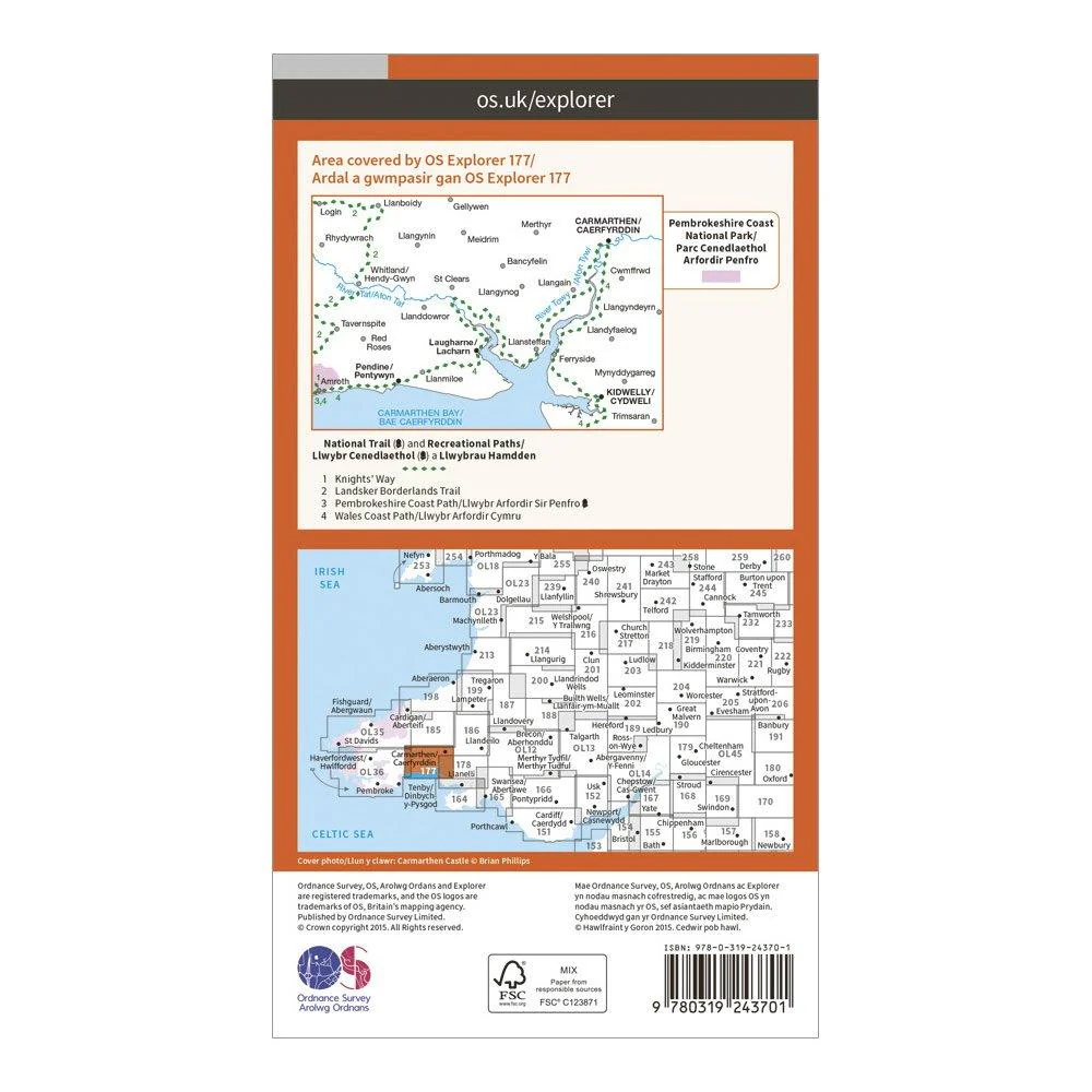 Explorer 177 Carmarthen & Kidwelly Map With Digital Version - Image 2