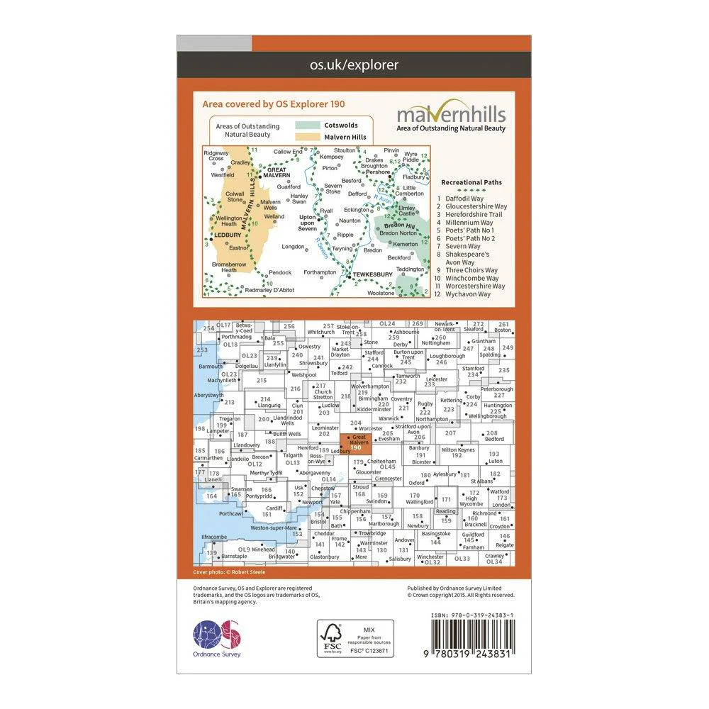 Explorer 190 Malvern Hills & Bredon Hill Map With Digital Version - Image 2