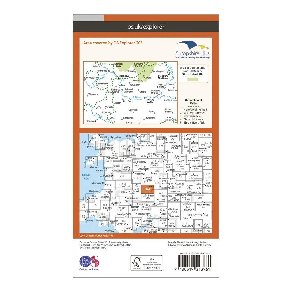 Explorer 203 Ludlow, Tenbury Wells & Cleobury Mortimer Map With Digital Version - Image 2