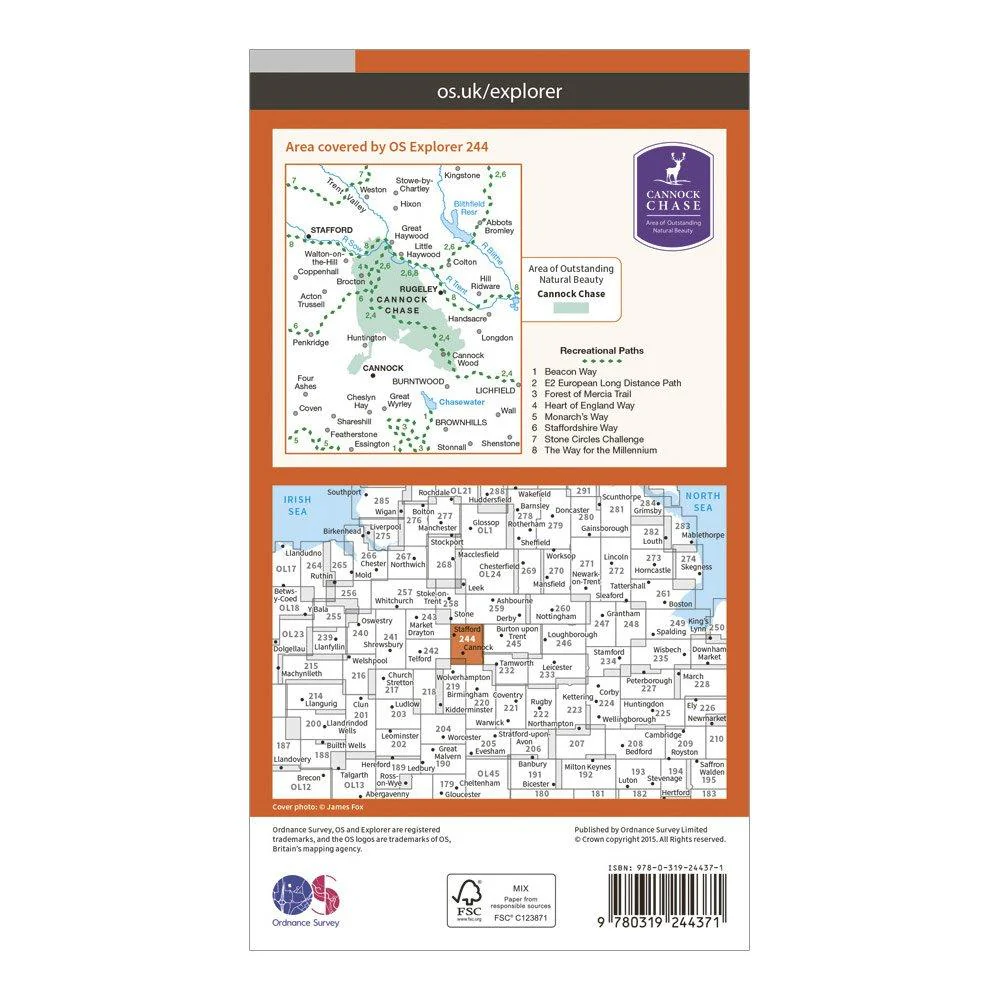 Explorer 244 Cannock Chase & Chasewater Map With Digital Version - Image 2