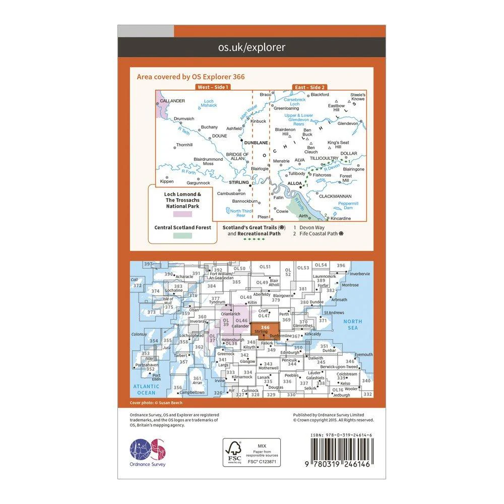 Explorer 366 Stirling & Ochil Hills Map With Digital Version - Image 2