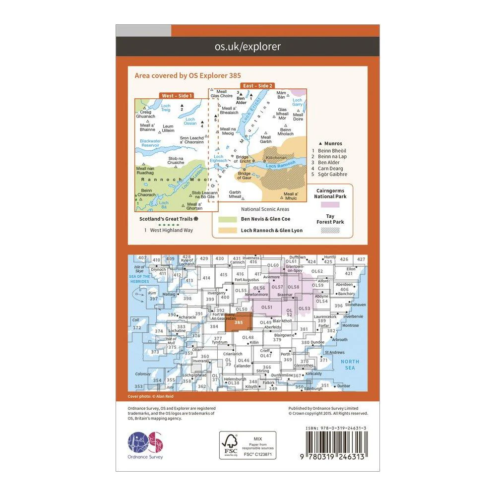 Explorer 385 Rannoch Moor & Ben Alder Map With Digital Version - Image 2