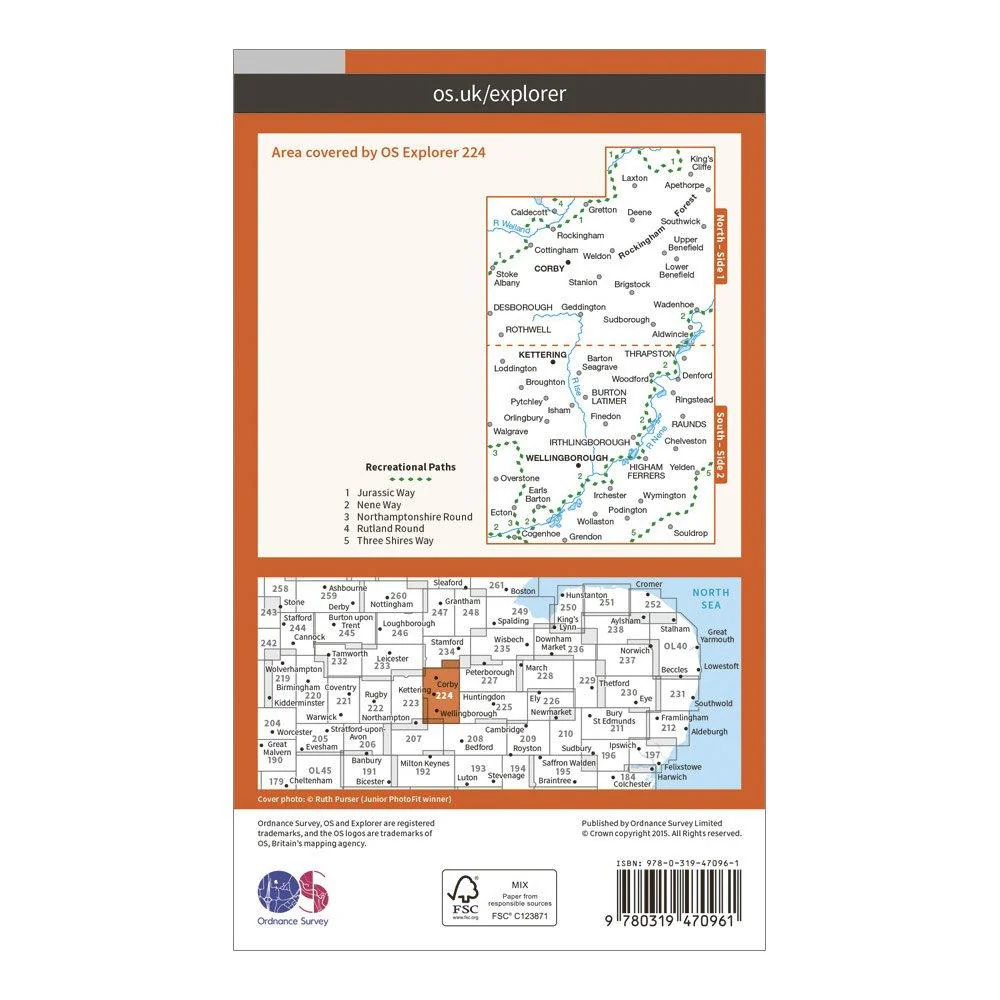 Explorer Active 224 Corby, Kettering & Wellingborough Map With Digital Version - Image 2