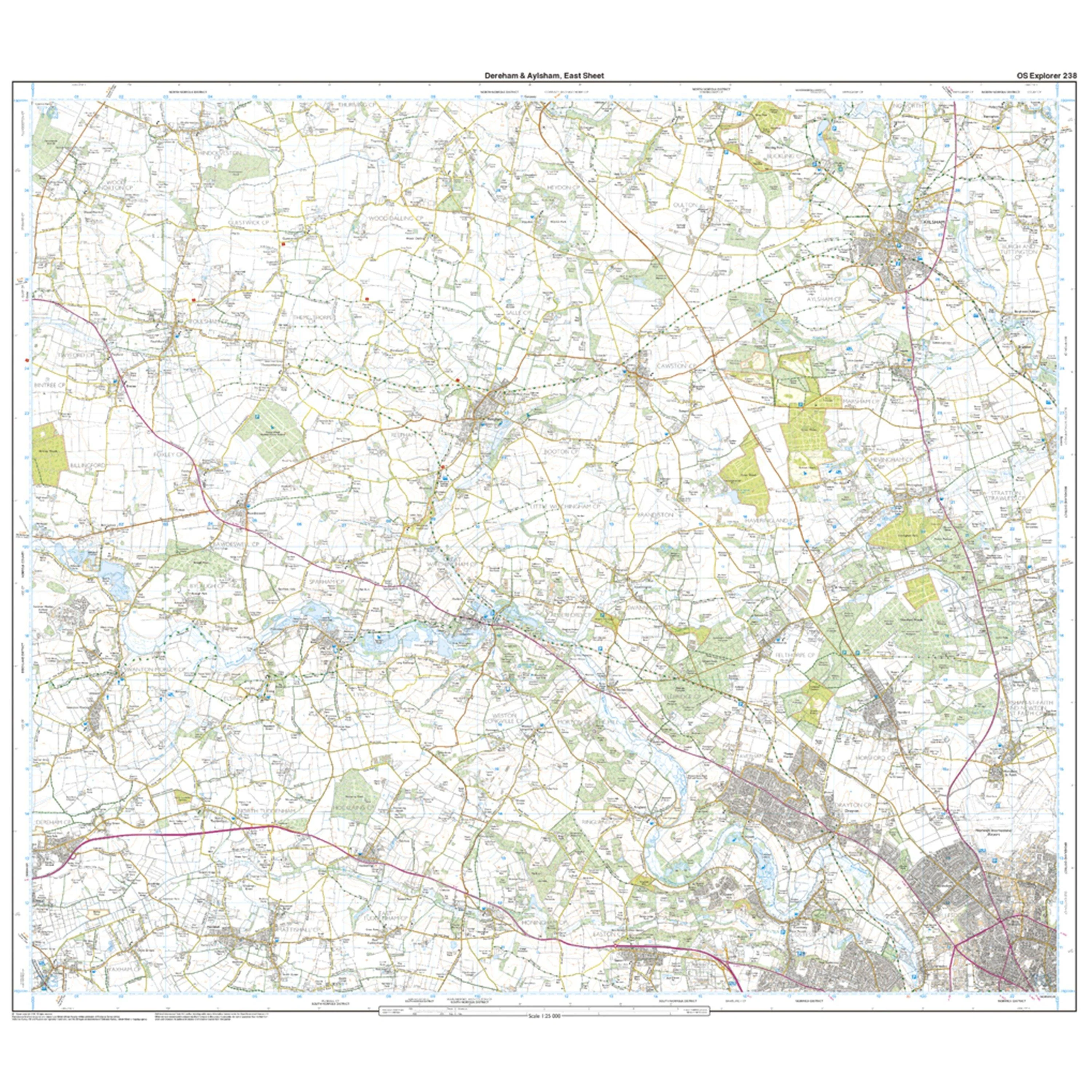 Explorer Active 238 East Dereham & Aylsham Map With Digital Version - Image 3