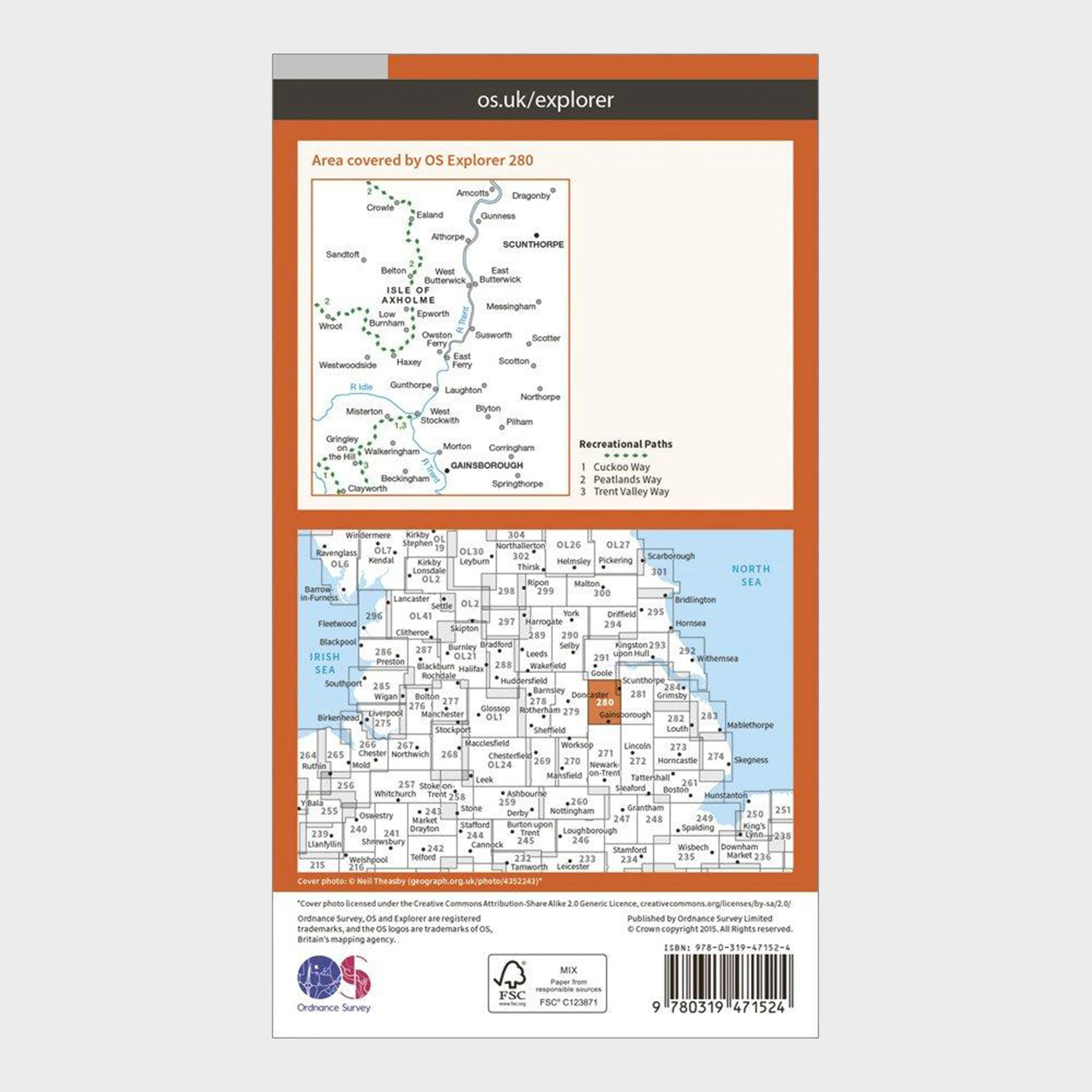 Explorer Active 280 Isle of Axholme, Scunthorpe & Gainsborough Map With Digital Version - Image 2