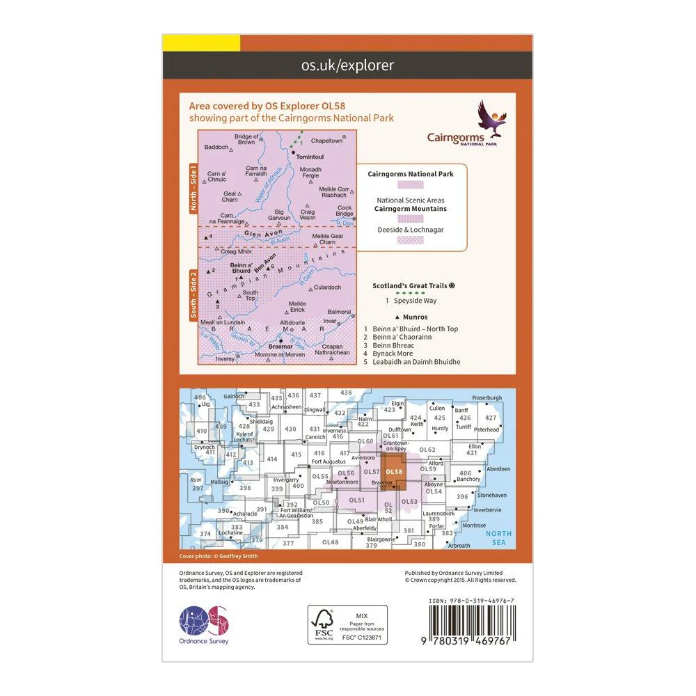 Explorer Active OL 58 Braemar, Tomintoul & Glen Avon Map - Image 2