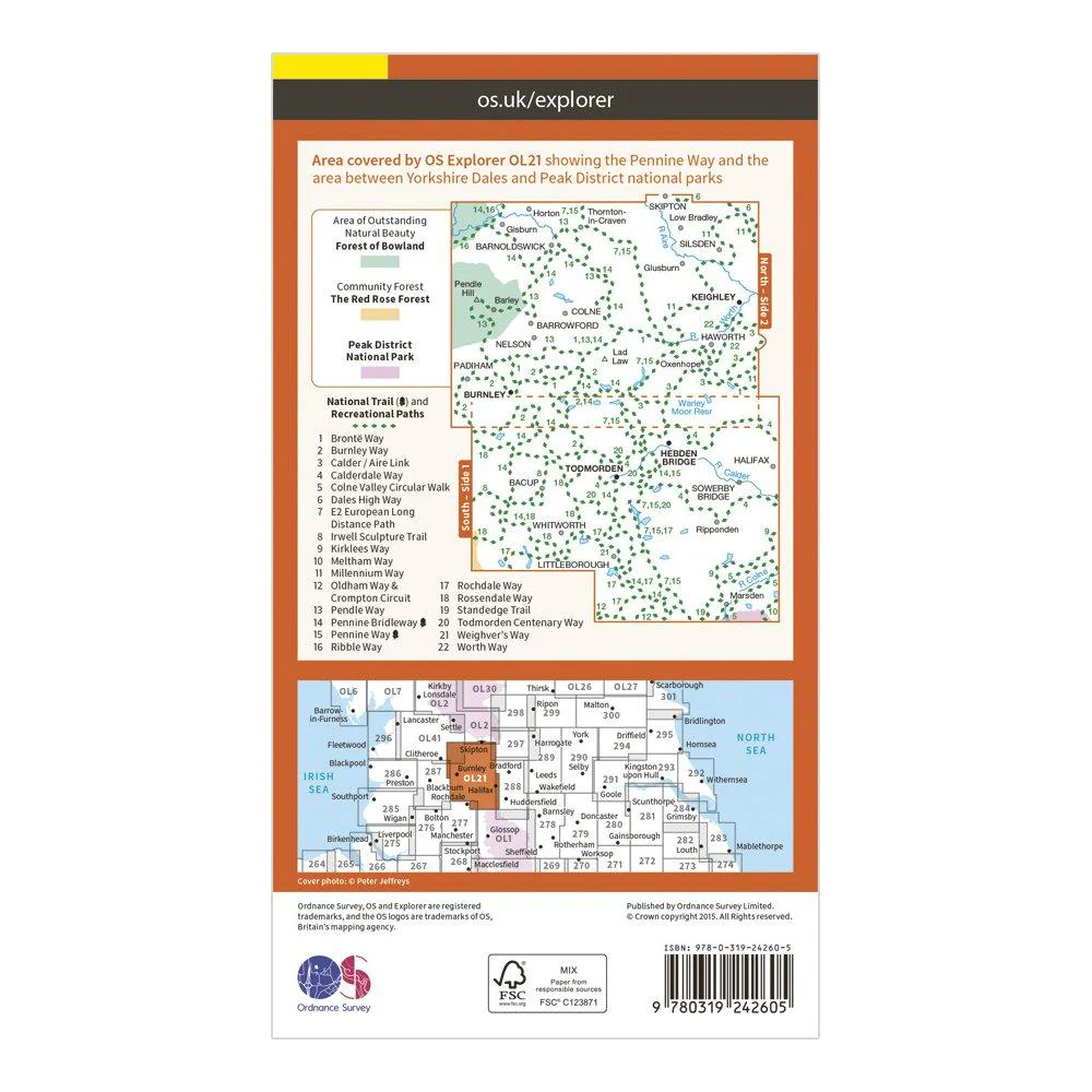 Explorer OL 21 South Pennines Map - Image 2