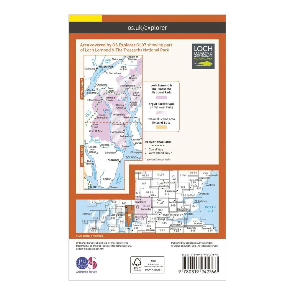 Explorer OL 37 Cowal East Dunoon & Inveraray Map - Image 2