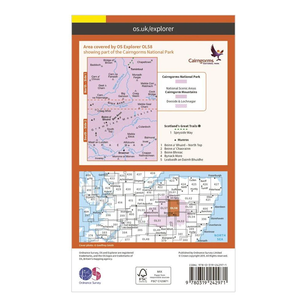 Explorer OL 58 Braemar, Tomintoul & Glen Avon Map - Image 2