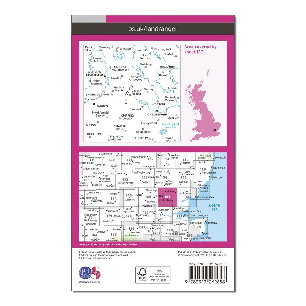Landranger 167 Chelmsford, Harlow & Bishop's Stortford Map With Digital Version - Image 2