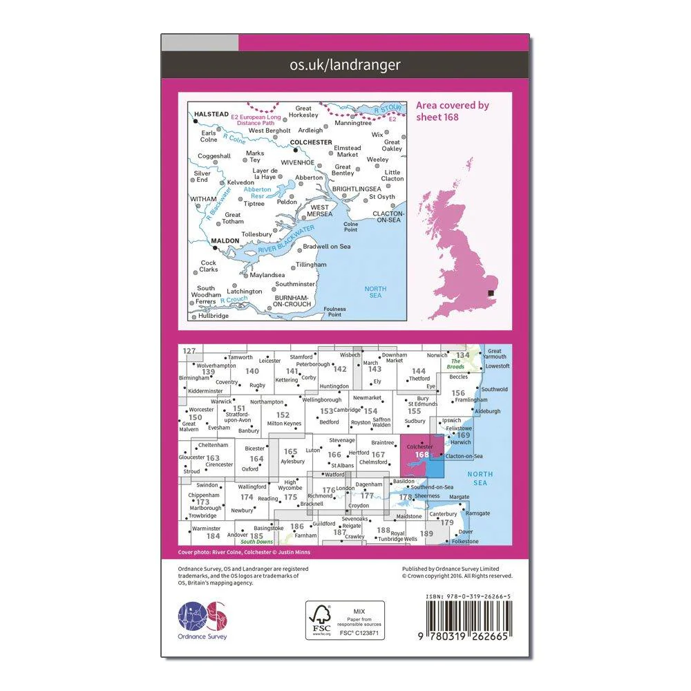 Landranger 168 Colchester Map - Image 2