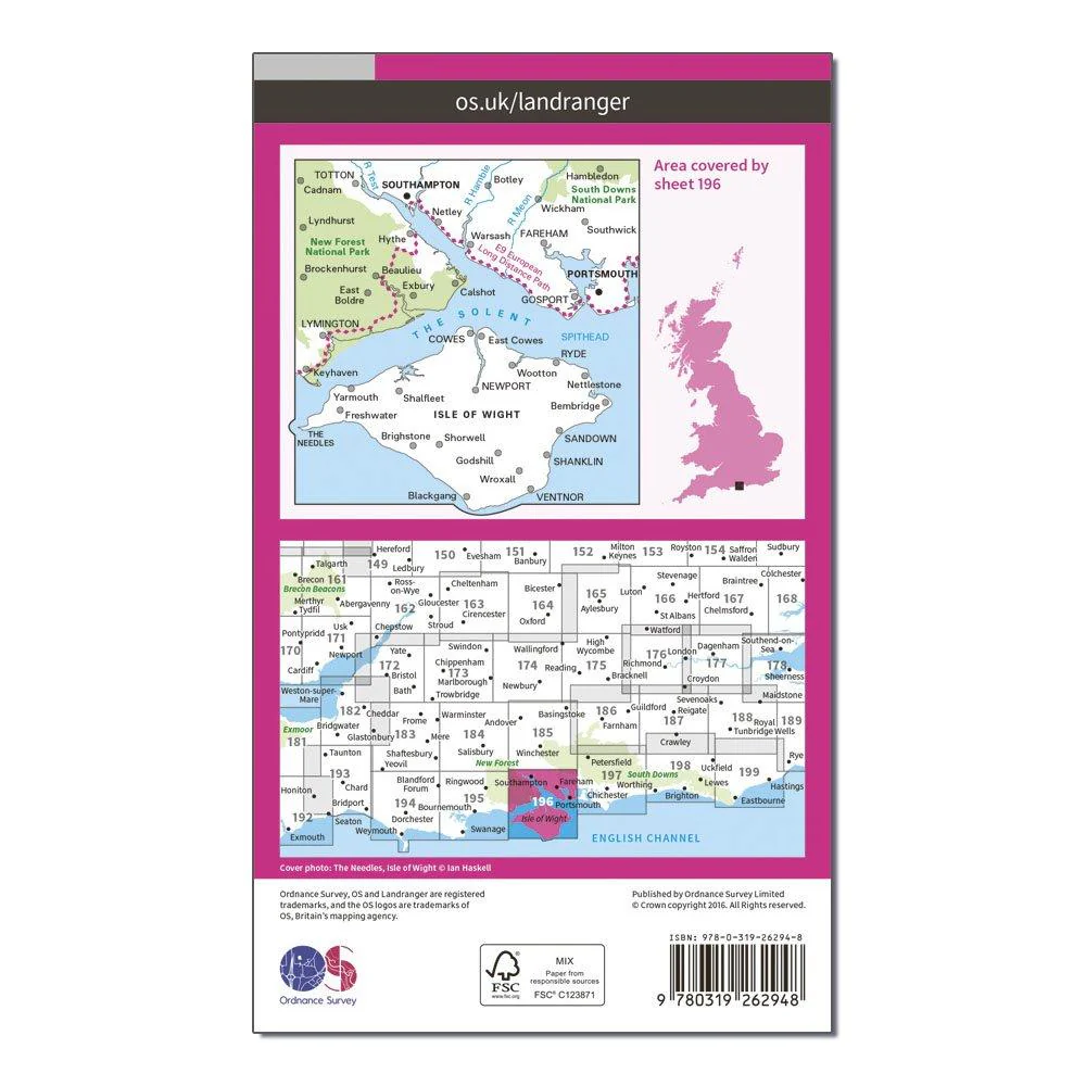 Landranger 196 The Solent & the Isle of Wight, Southampton & Portsmouth Map With Digital Version - Image 2