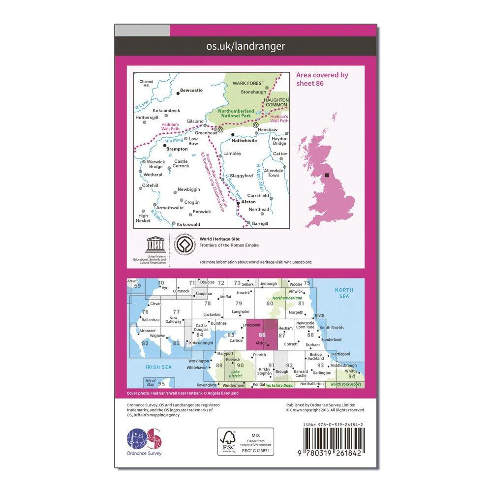 Landranger 86 Haltwhistle & Brampton, Bewcastle & Alston Map With Digital Version - Image 2