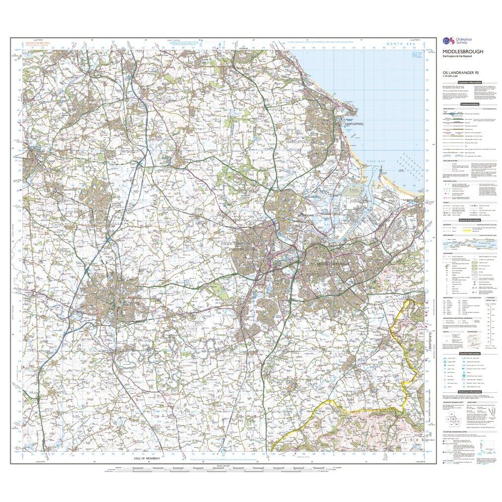 Landranger 93 Middlesbrough, Darlington & Hartlepool Map With Digital Version - Image 3