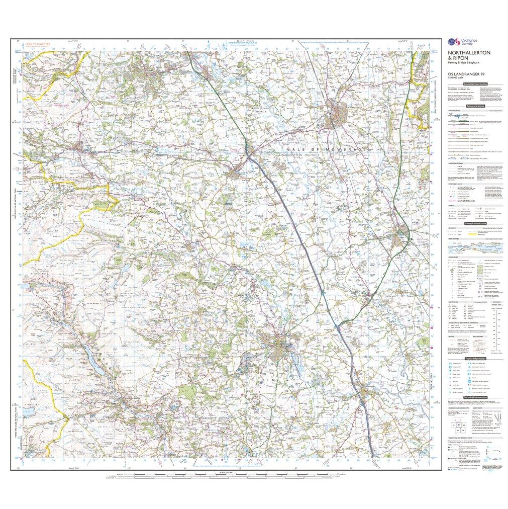 Landranger 99 Northallerton & Ripon, Pateley Bridge & Leyburn Map With Digital Version - Image 3