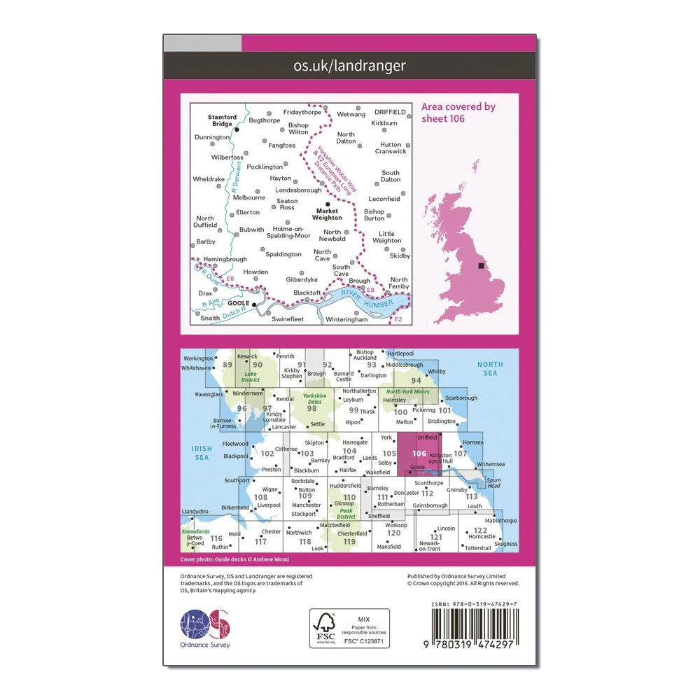 Landranger Active 106 Market Weighton, Goole & Stamford Bridge Map With Digital Version - Image 2