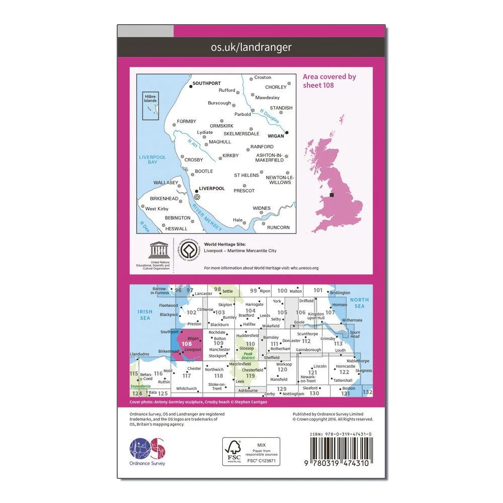 Landranger Active 108 Liverpool, Southport & Wigan Map With Digital Version - Image 2