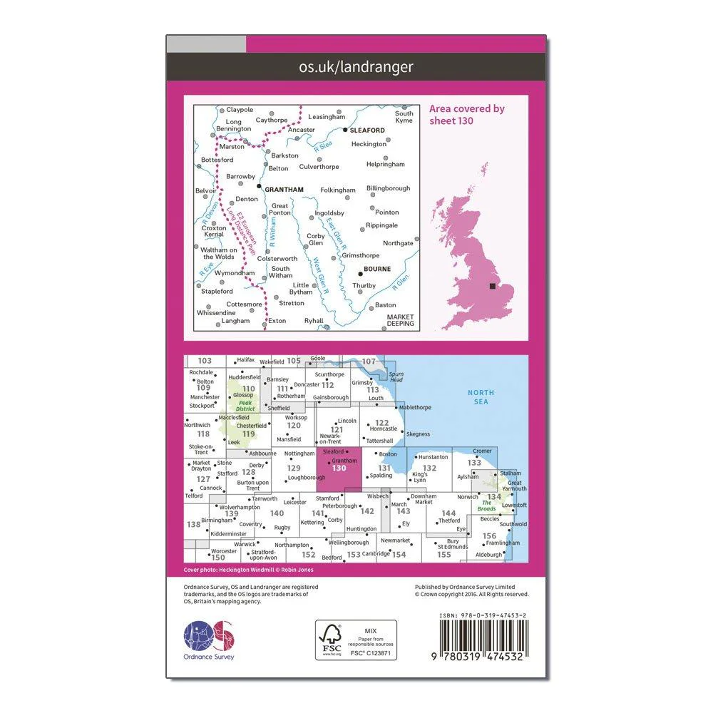 Landranger Active 130 Grantham, Sleaford & Bourne Map With Digital Version - Image 2