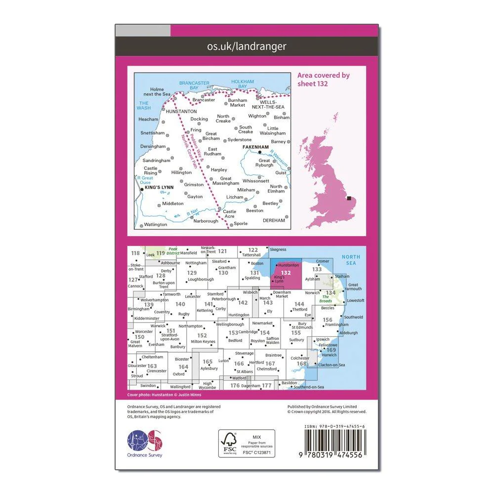 Landranger Active 132 North West Norfolk, King's Lynn & Fakenham Map With Digital Version - Image 2