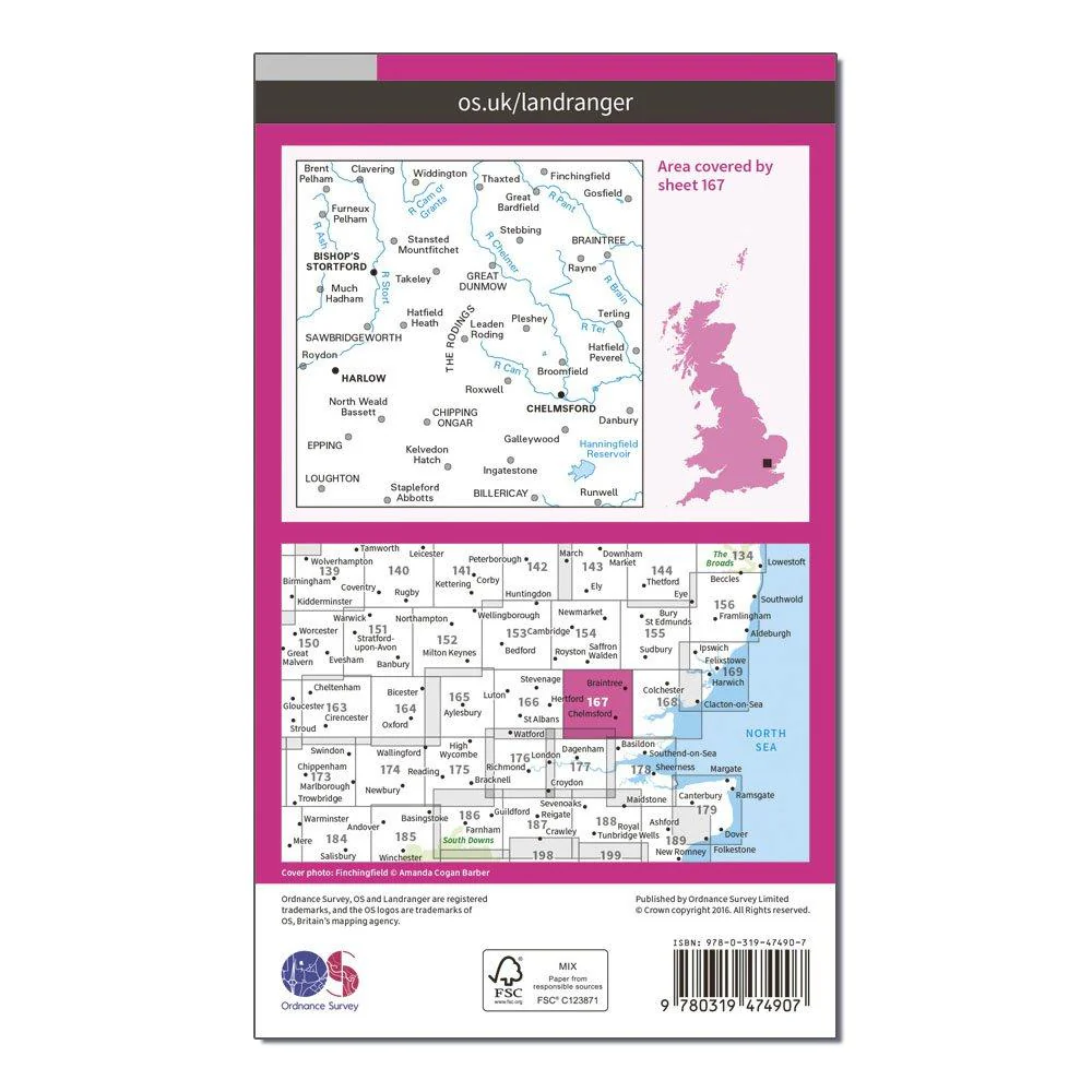 Landranger Active 167 Chelmsford, Harlow & Bishop's Stortford Map With Digital Version - Image 2