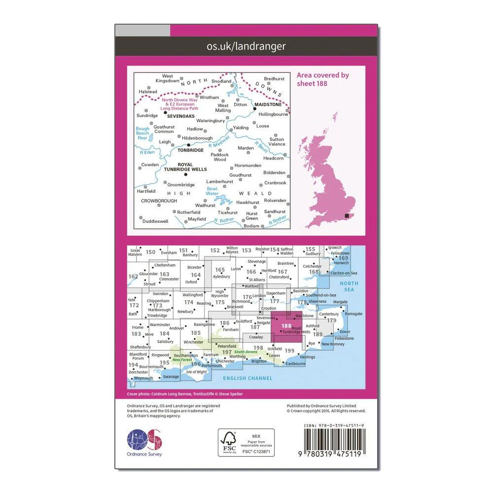 Landranger Active 188 Maidstone & Royal Tunbridge Wells Map With Digital Version - Image 2
