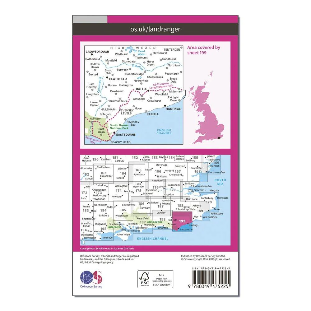 Landranger Active 199 Eastbourne & Hastings, Battle & Heathfield Map With Digital Version - Image 2