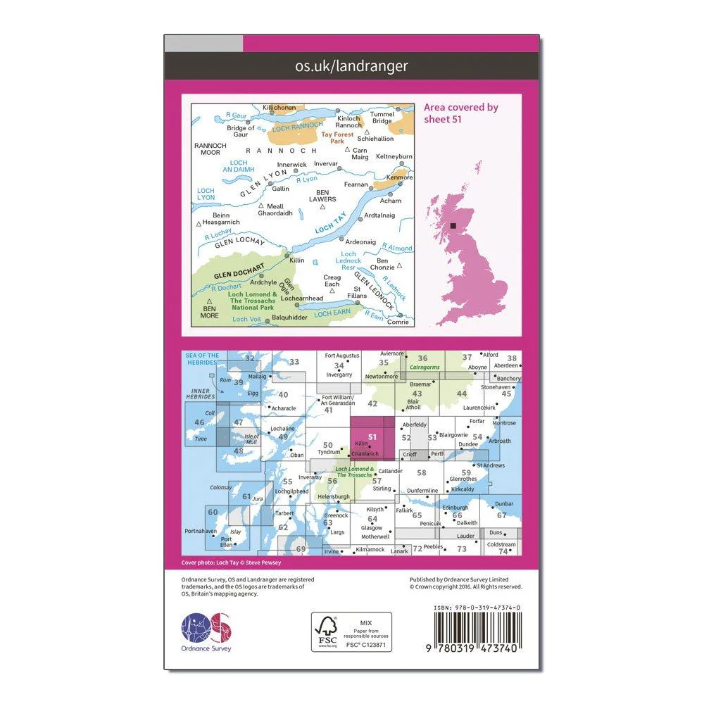 Landranger Active 51 Loch Tay & Glen Dochart Map With Digital Version - Image 2