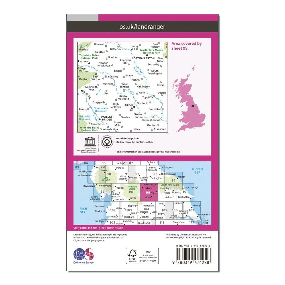 Landranger Active 99 Northallerton & Ripon, Pateley Bridge & Leyburn Map With Digital Version - Image 2