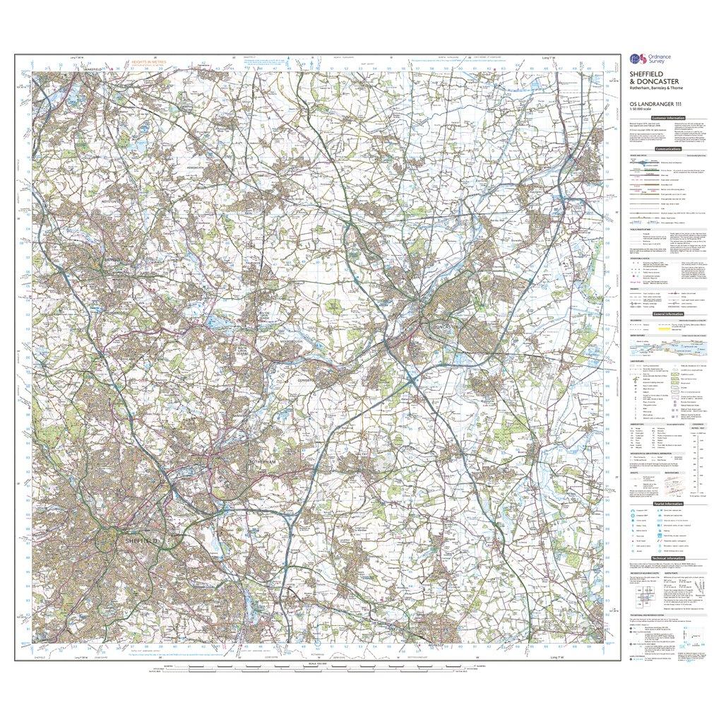 OS Landranger 111 Sheffield & Doncaster, Rotherham, Barnsley & Thorne Map - Image 3
