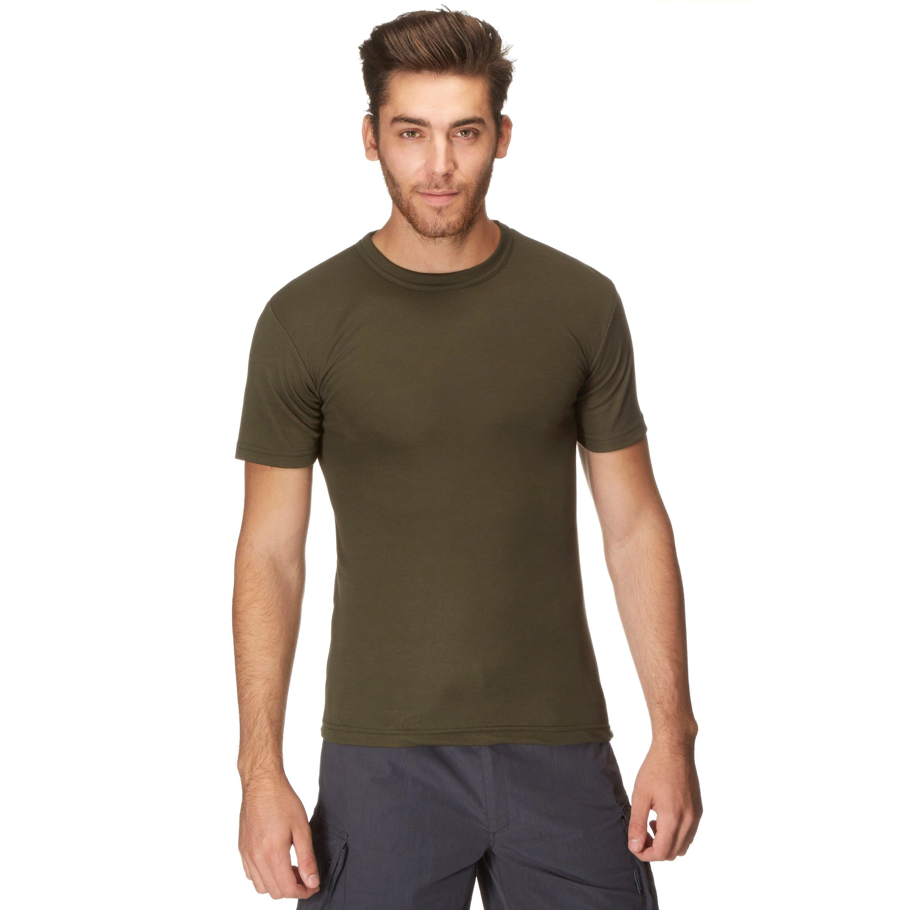 Mens Short Sleeved Thermal Crew Neck Top Khaki - Image 6