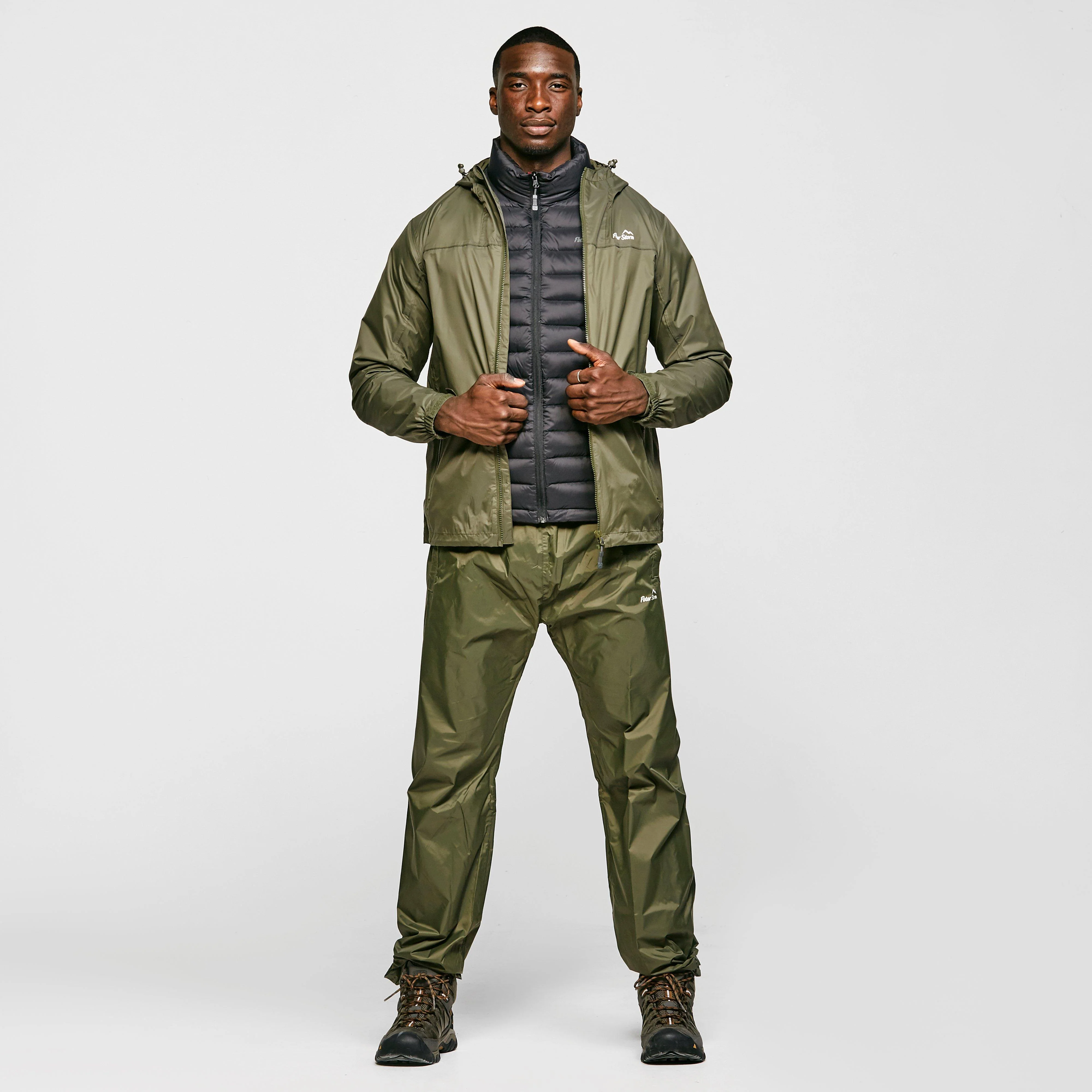 Mens Waterproof Packable Pants Green - Image 3